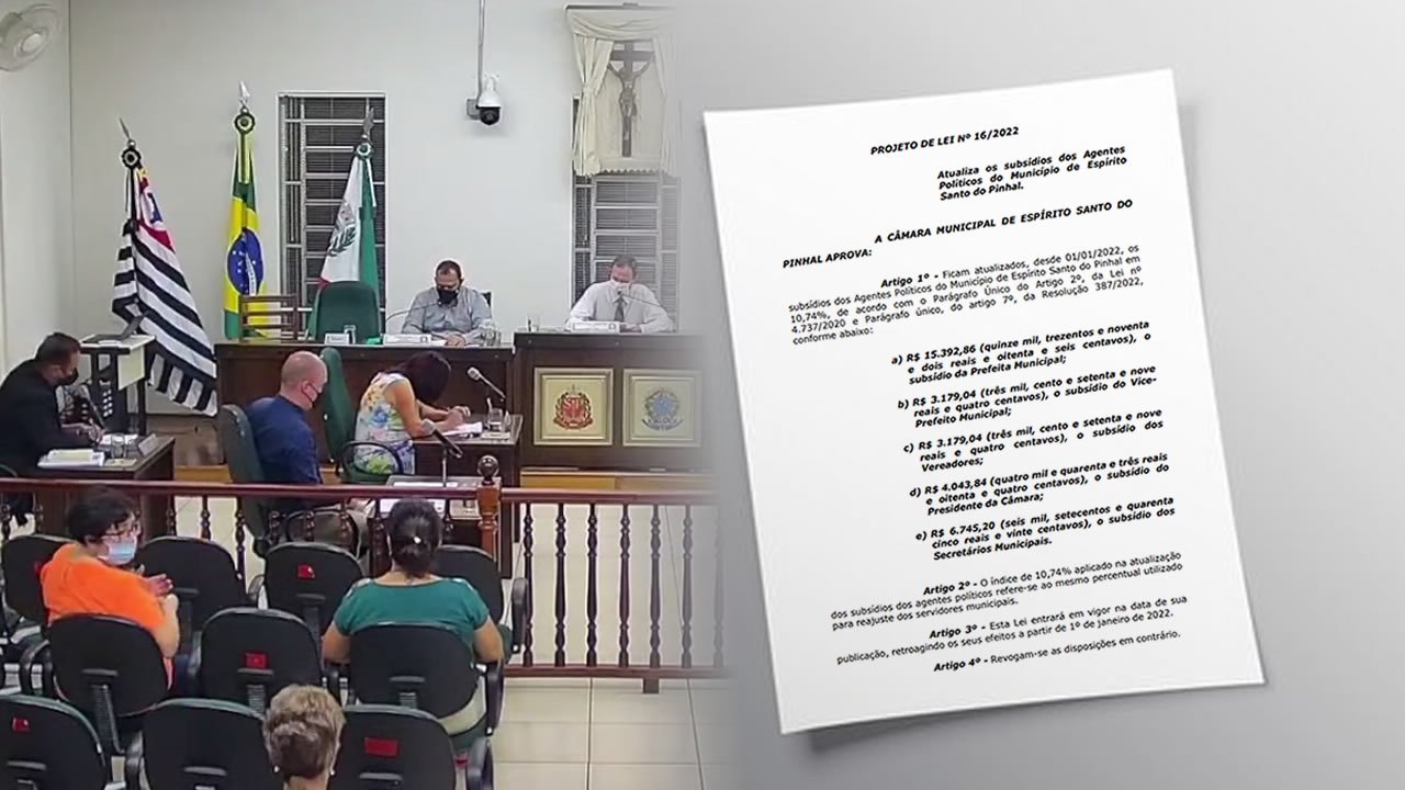Câmara de Pinhal aprova reajuste salarial de prefeito, vice, secretários e vereadores