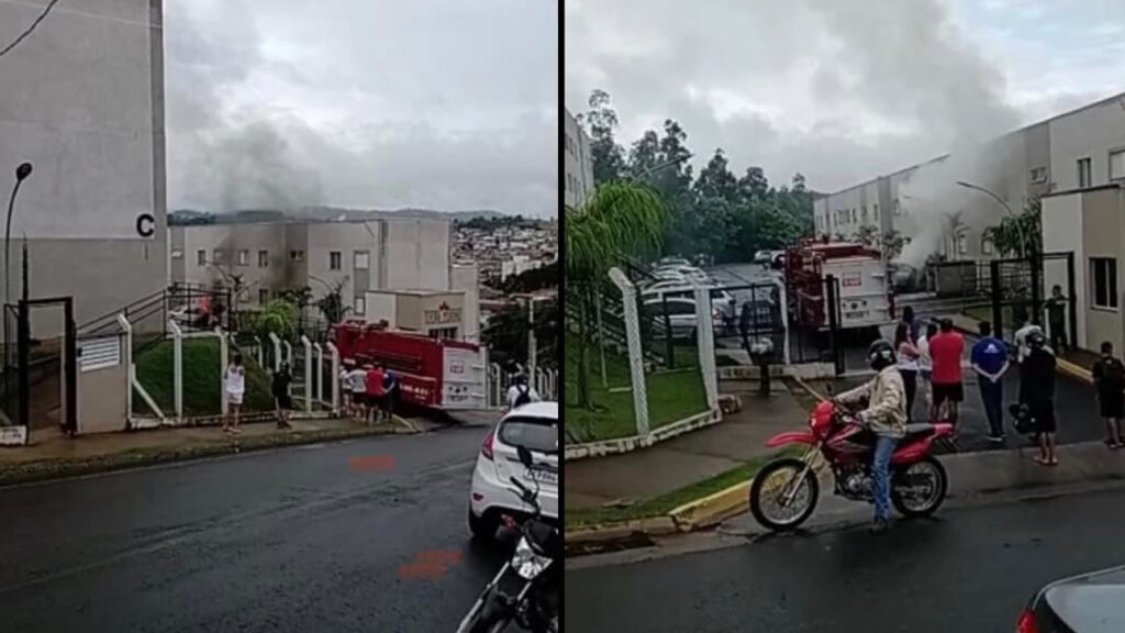 Carro pega fogo em Espírito Santo do Pinhal