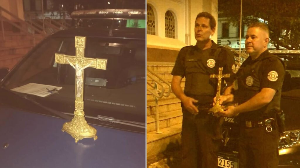 GCM de Pinhal prende ladrão e recupera crucifixo furtado da Igreja Matriz