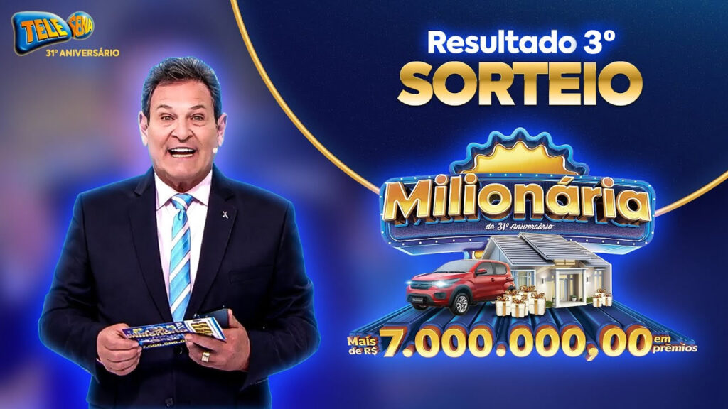 Resultado do 3º sorteio da TELE SENA MILIONÁRIA de domingo