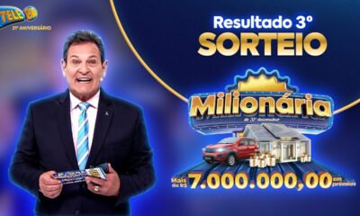 Resultado do 3º sorteio da TELE SENA MILIONÁRIA de domingo