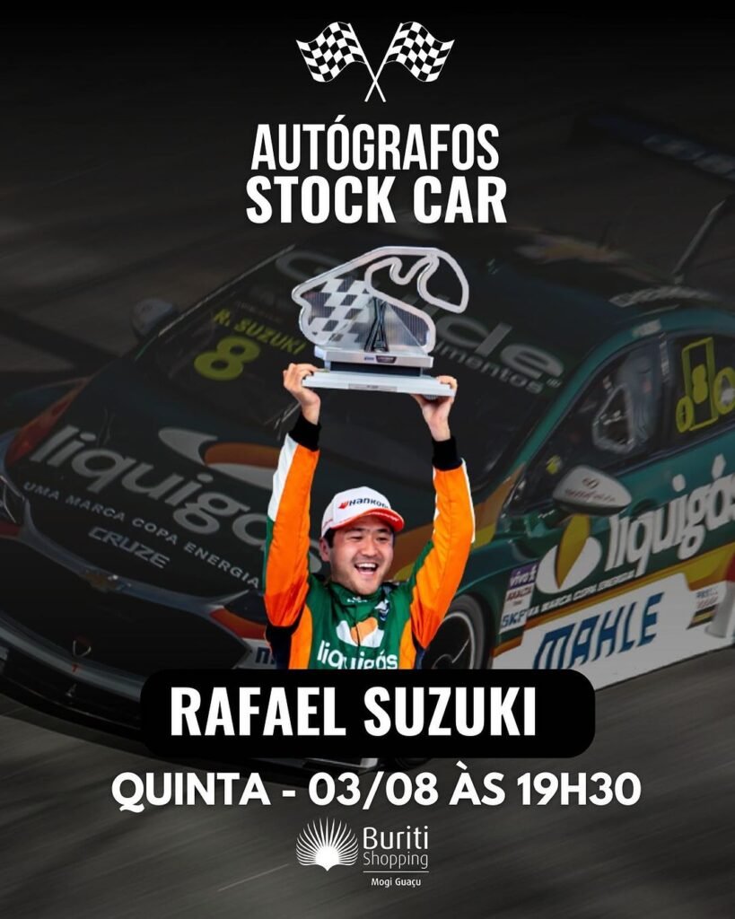 Piloto da Stock Car, Rafael Suzuki, visita o Buriti Shopping Mogi Guaçu