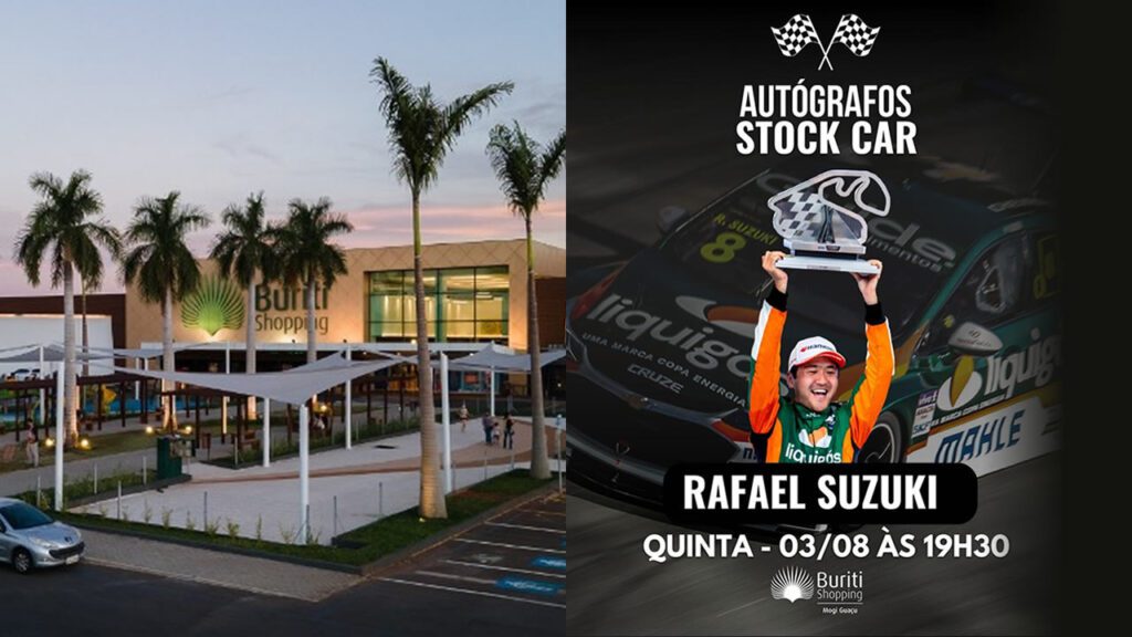 Piloto da Stock Car, Rafael Suzuki, visita o Buriti Shopping Mogi Guaçu