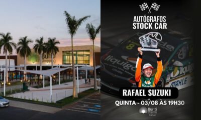Piloto da Stock Car, Rafael Suzuki, visita o Buriti Shopping Mogi Guaçu