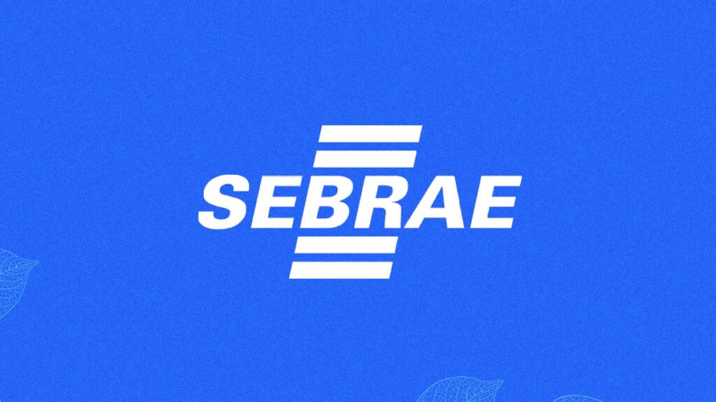 Logo do SEBRAE com fundo azul e letras brancas