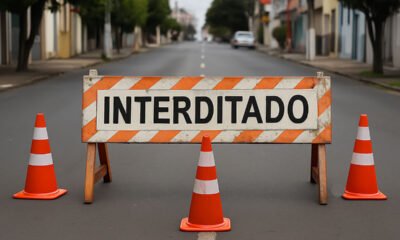 Ruas interditadas em Espirito Santo do Pinhal