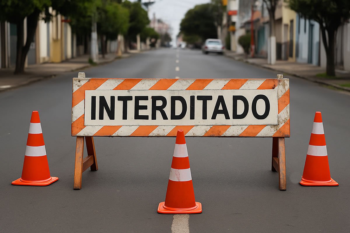Ruas interditadas em Espirito Santo do Pinhal