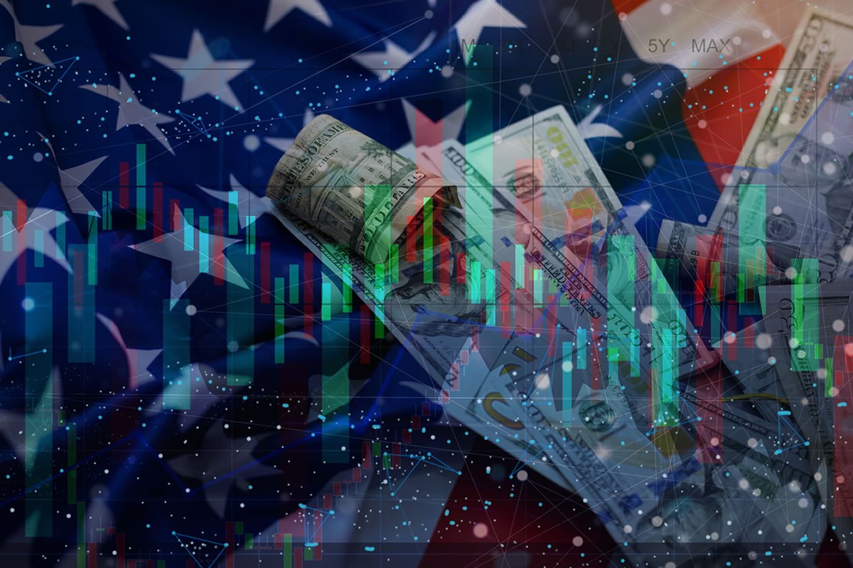 Dolar e bandeira americana